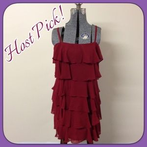 New Size 10 LOFT Burgundy Ruffle Dress